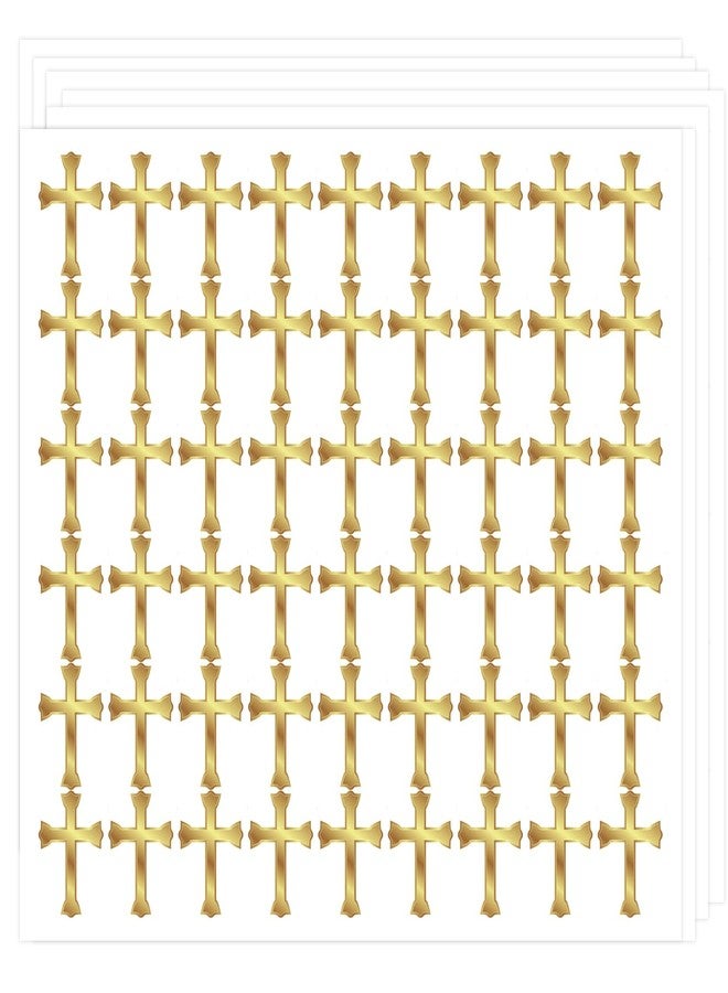 FENGHERUIA 2700Pcs Mini Easter Cross Sticker Gold Foil Paper Decals Gold Jesus Christian Stickers Religious Cross Stickers for Envelopes Scrapbook Gifts DIY Supplies, 0.5 in - Image 1